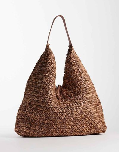 Becksondergaard Becksondergaard premium siena straw slouchy tote in neutral brown