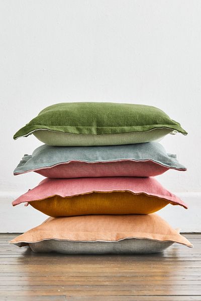 Bed Threads Bed Threads French Flax Linen Cushion Cover in Pink Clay/Turmeric at Urban Outfitters