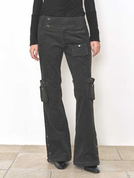 BEDEVIL Big Pocket Cargo Boot-Cut Pants [Charcoal]