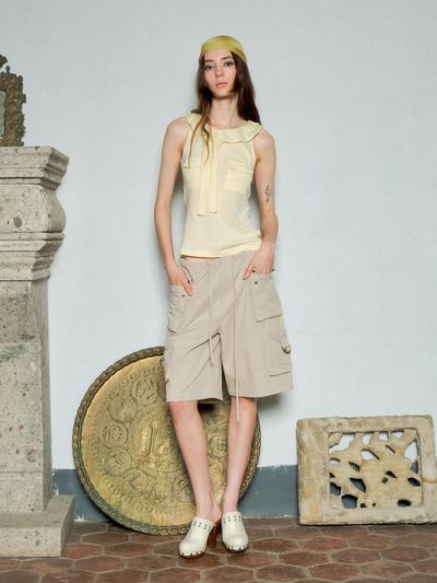 BEDEVIL Boat neck sleeveless top - yellow