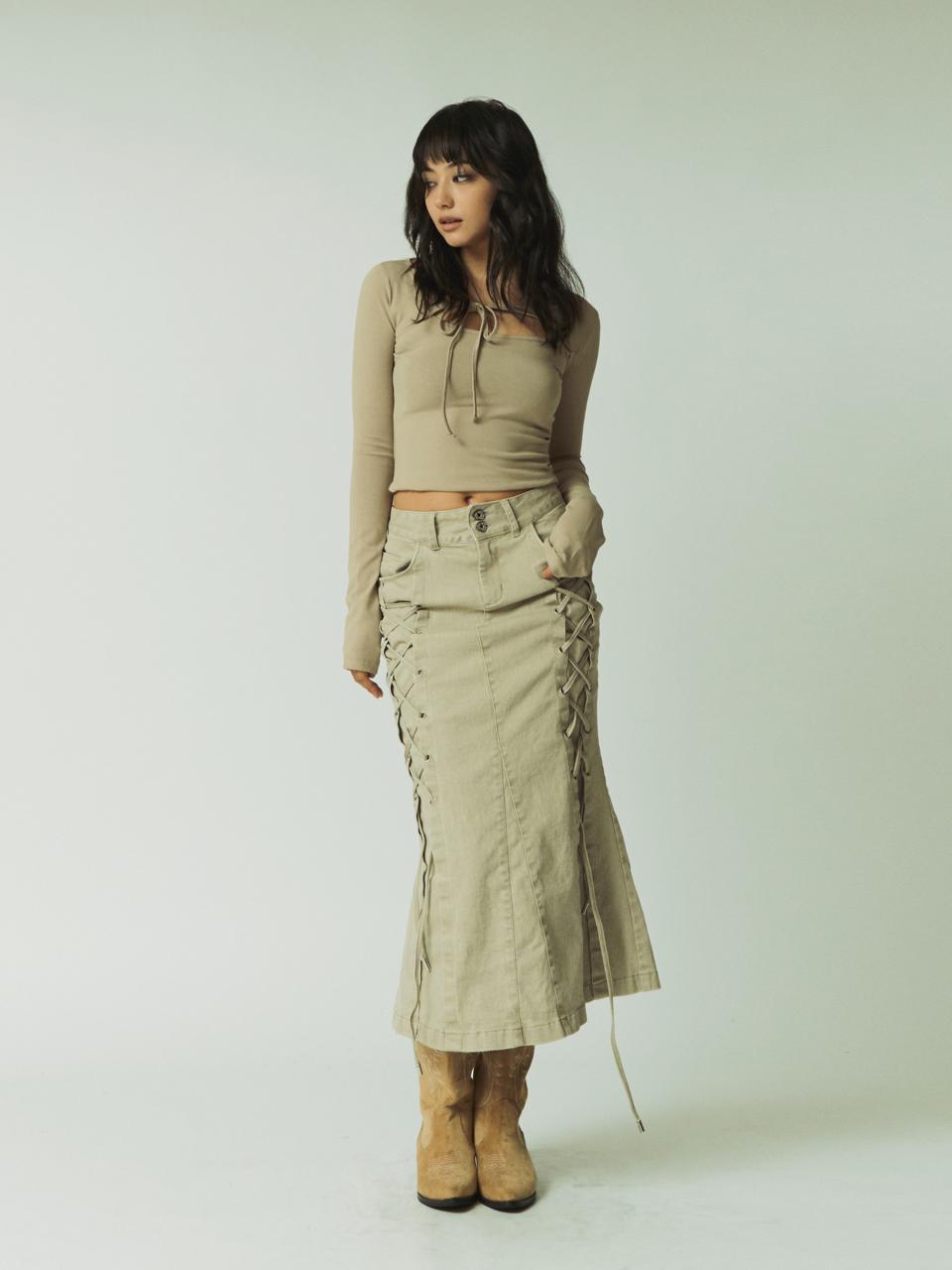 BEDEVIL Corset Mermaid Skirt - Beige
