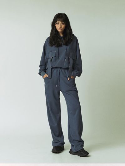 BEDEVIL Pigment Washing Wide Jogger - Indigo/Charcoal