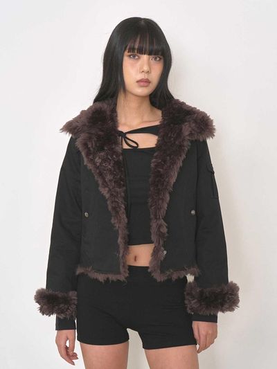 BEDEVIL Soft Fur Cotton Jacket [Black]