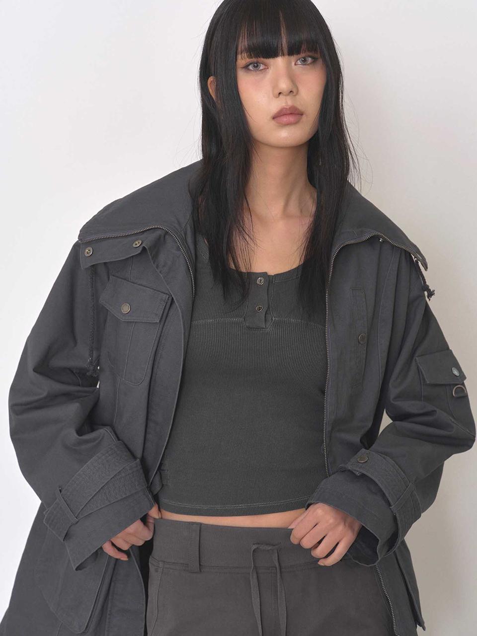 BEDEVIL Washed Cotton Safari Jacket [Charcoal]