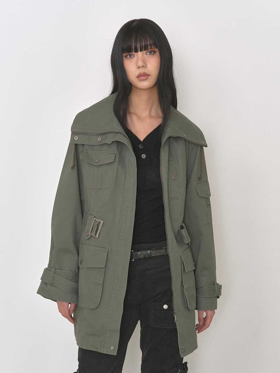 BEDEVIL Washed Cotton Safari Jacket [Khaki]