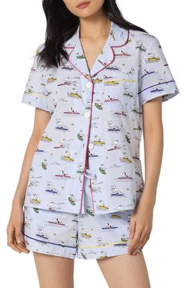 BedHead Pajamas BedHead Pajamas x Peanuts® Catch a Wave Organic Cotton Poplin Short Pajamas