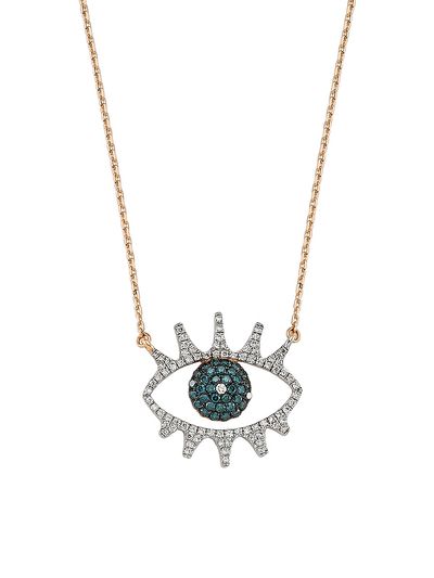 Bee Goddess Women's Eye Light 14K Rose Gold & 0.33 TCW Diamond Pendant Necklace
