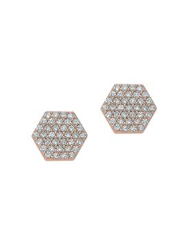 Bee Goddess Women's Honey 14K Rose Gold & 0.31 TCW Diamond Honeycomb Earrings