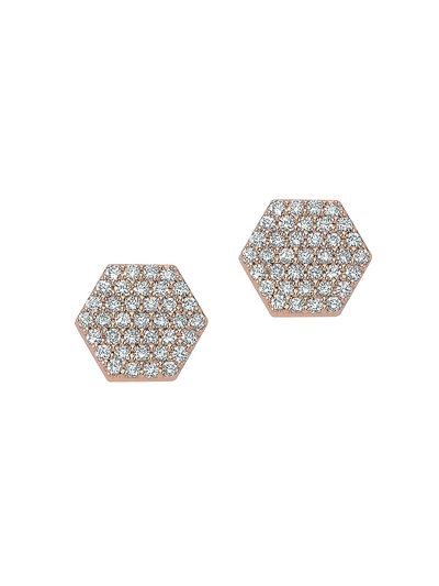 Bee Goddess Women's Honey 14K Rose Gold & 0.31 TCW Diamond Honeycomb Earrings
