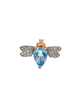 Bee Goddess Women's Honey 14K Rose Gold, Blue Topaz & 0.02 TCW Diamond Bee Stud Earring
