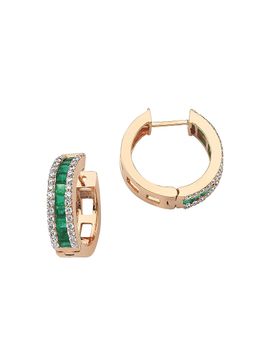 Bee Goddess Women's Mondrian 18K Rose Gold, Emerald, & 0.7 TCW Diamond Hoop Earrings