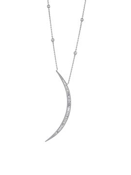 Bee Goddess Women's Star Light Crescent 18K White Gold & 1.17 TCW Diamond Pendant Necklace