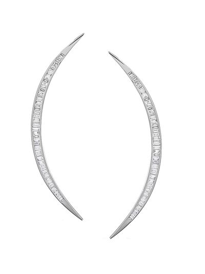 Bee Goddess Women's Star Light Crescent 18K White Gold & 1.95 TCW Diamond Drop Earrings