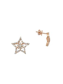 Bee Goddess Women's Star Light Sirius 14K Rose Gold & 0.55 TCW Diamond Star Stud Earrings
