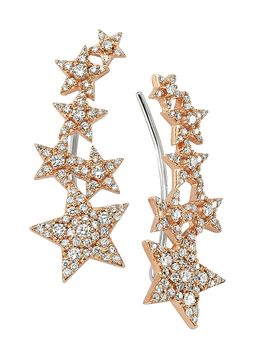 Bee Goddess Women's Star Light Sirius 14K Rose Gold & 0.81 TCW Diamond Ear Cuffs