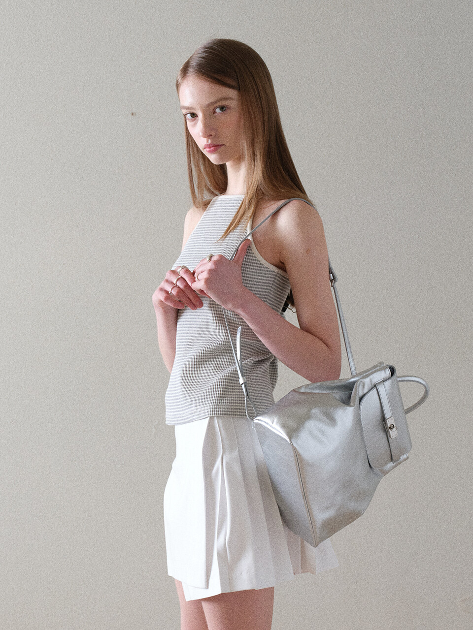 beirut Classic Turn-Lock Backpack_Silver