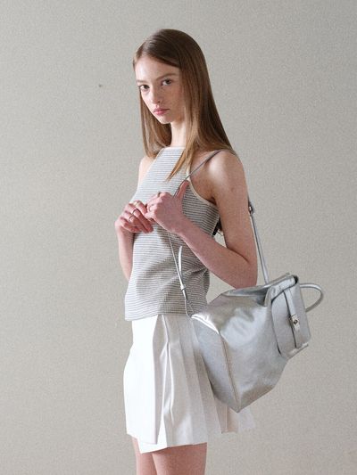 beirut Classic Turn-Lock Backpack_Silver
