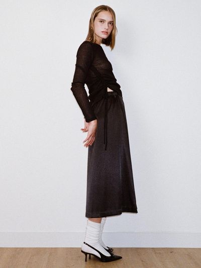beirut DRAW STRING SLIT LONG SLEEVE (BLACK)
