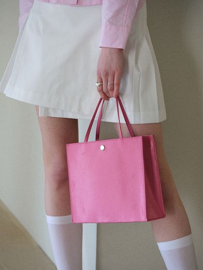 beirut Lady Glossy Satin Tote Bag_Fushia