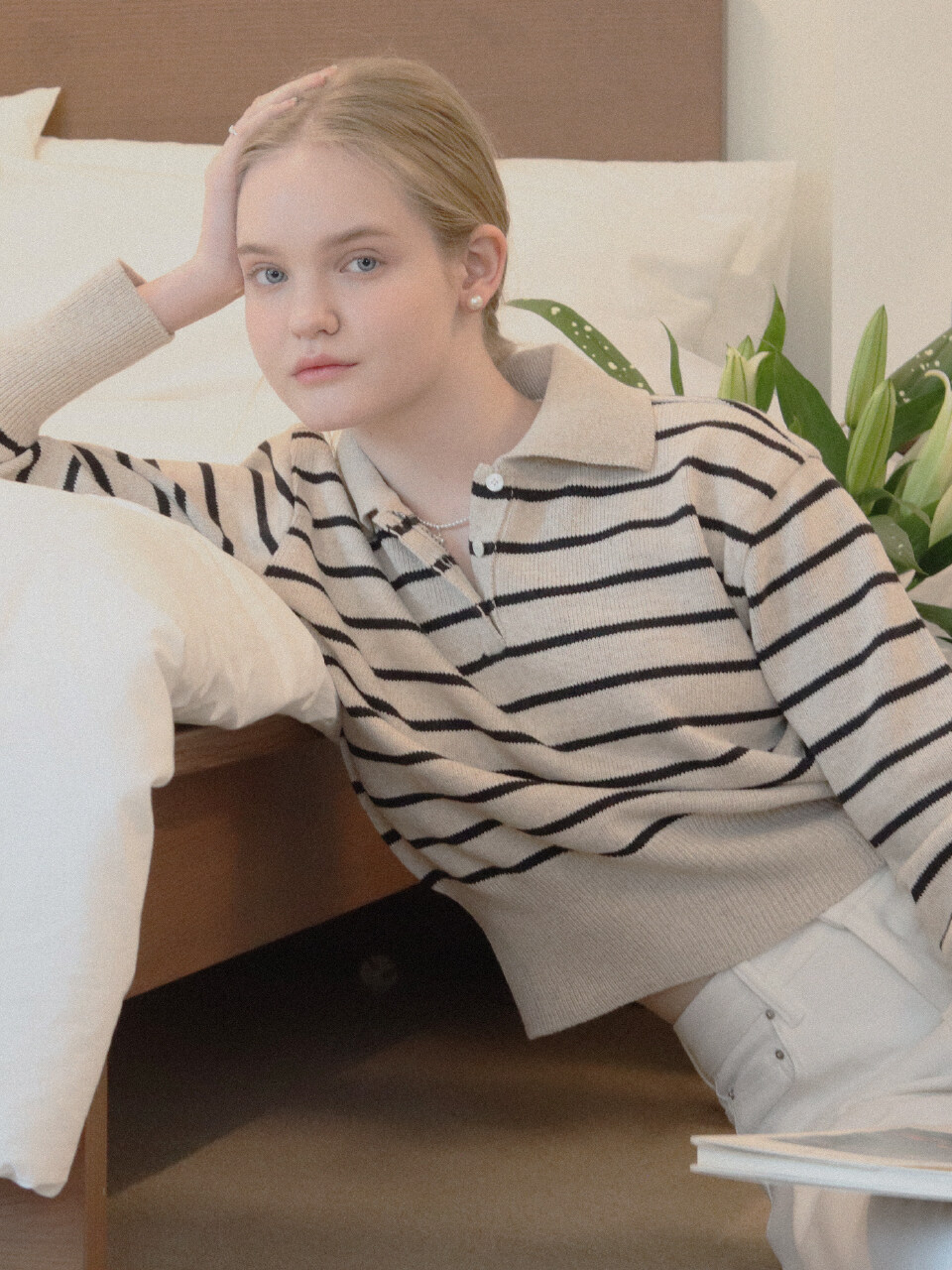 beirut Mariner Stripe Jumper (Linen Beige and Black)