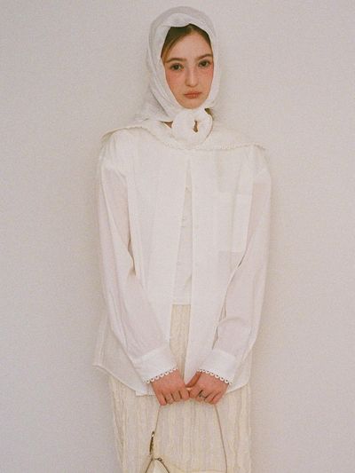 beirut SCALLOP LACE SAILOR BLOUSE [WHITE]