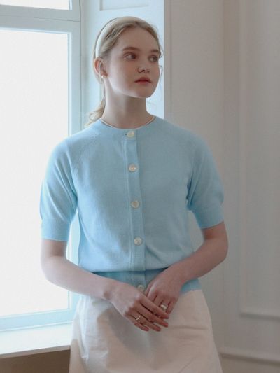 beirut Suburb Girl Half Sleeve Cardigan (Blue Poppy)