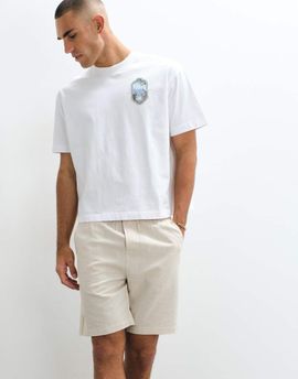 Belier Belier linen mix pull on shorts in oatmeal-Neutral