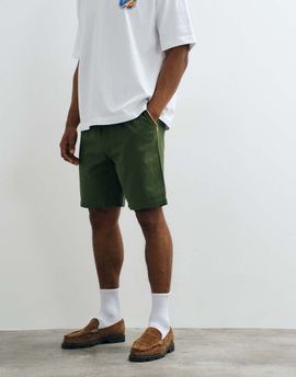 Belier Belier linen mix pull on shorts in olive-Green