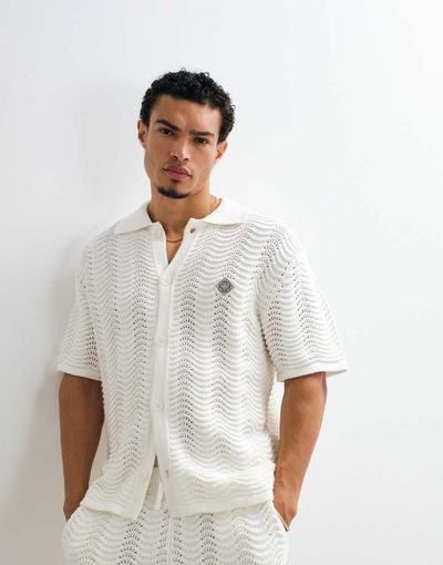 Belier Belier ocean crochet knit shirt in white - part of a set