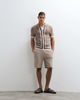Belier Belier paneled zip up knit polo in taupe-Brown - 2