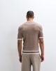 Belier Belier paneled zip up knit polo in taupe-Brown - 3
