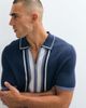 Belier Belier panelled zip up knit polo in navy - 1