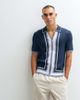 Belier Belier panelled zip up knit polo in navy - 2