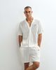 Belier Belier revere collar logo patch crochet shirt in white - part of a set - 1