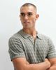 Belier Belier short sleeve diamond stitch knit polo in sage green - 1