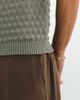 Belier Belier short sleeve diamond stitch knit polo in sage green - 4