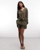 Belier Belier soft touch tie front long sleeve shirt in olive - part of a set-Green - 3