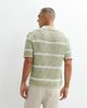 Belier Belier striped crochet knit polo shirt in sage & white-Green - 3