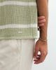 Belier Belier striped crochet knit polo shirt in sage & white-Green - 4