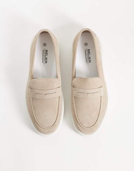 Belier Belier suede textured loafers in taupe-Brown