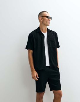 Belier Belier textured seersucker shorts in black - part of a set
