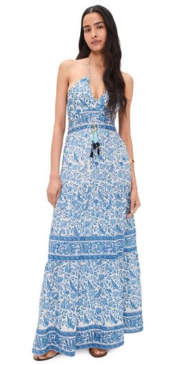 Bell Bell Alexandria Maxi Dress Blue White