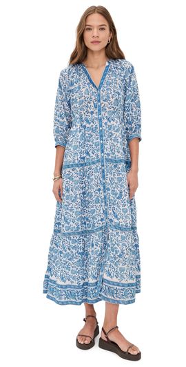 Bell Bell Clara Maxi Dress Blue White