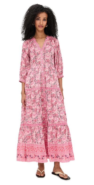 Bell Bell Clara Maxi Dress Pink Print