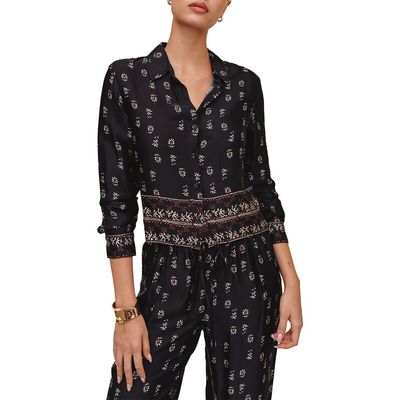 Bella Dahl Bella Dahl Floral Border Print Long Sleeve Button-Up Shirt 