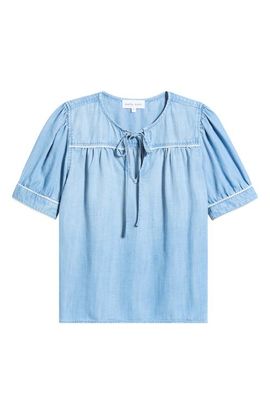 Bella Dahl Bella Dahl Scallop Trim Tie Front Chambray Top