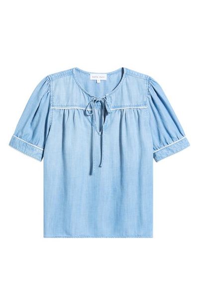 Bella Dahl Bella Dahl Scallop Trim Tie Front Chambray Top