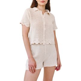 Bella Dahl Bella Dahl Short Sleeve Crochet Cardigan