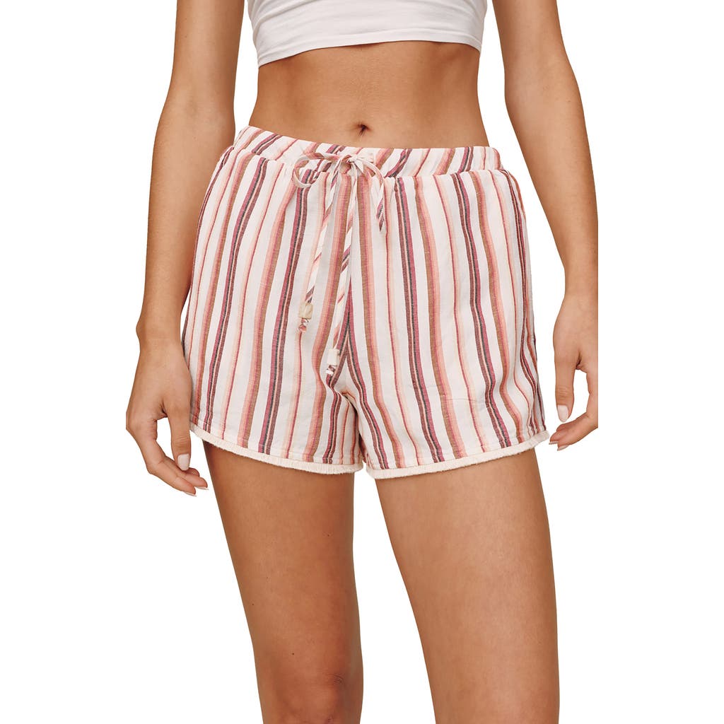 Bella Dahl Bella Dahl Stripe Fringe Hem Linen Blend Drawstring Shorts