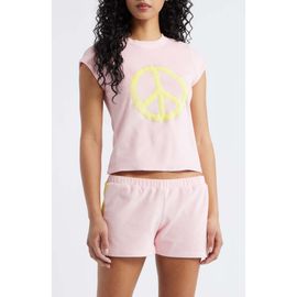 Bella Venice Bella Venice Peace Graphic Velour Crop T-Shirt